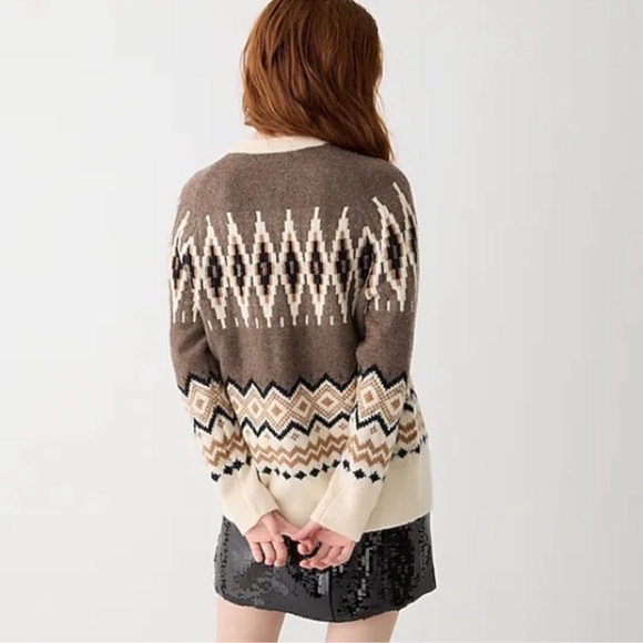 J. Crew Geometric Brown and Cream Cardigan - Picture 2 of 14